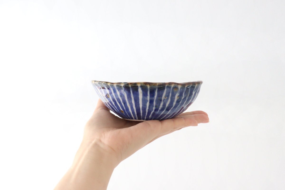 Oval Small Bowl Blue Tokusa | Kobachi Hasami Ware