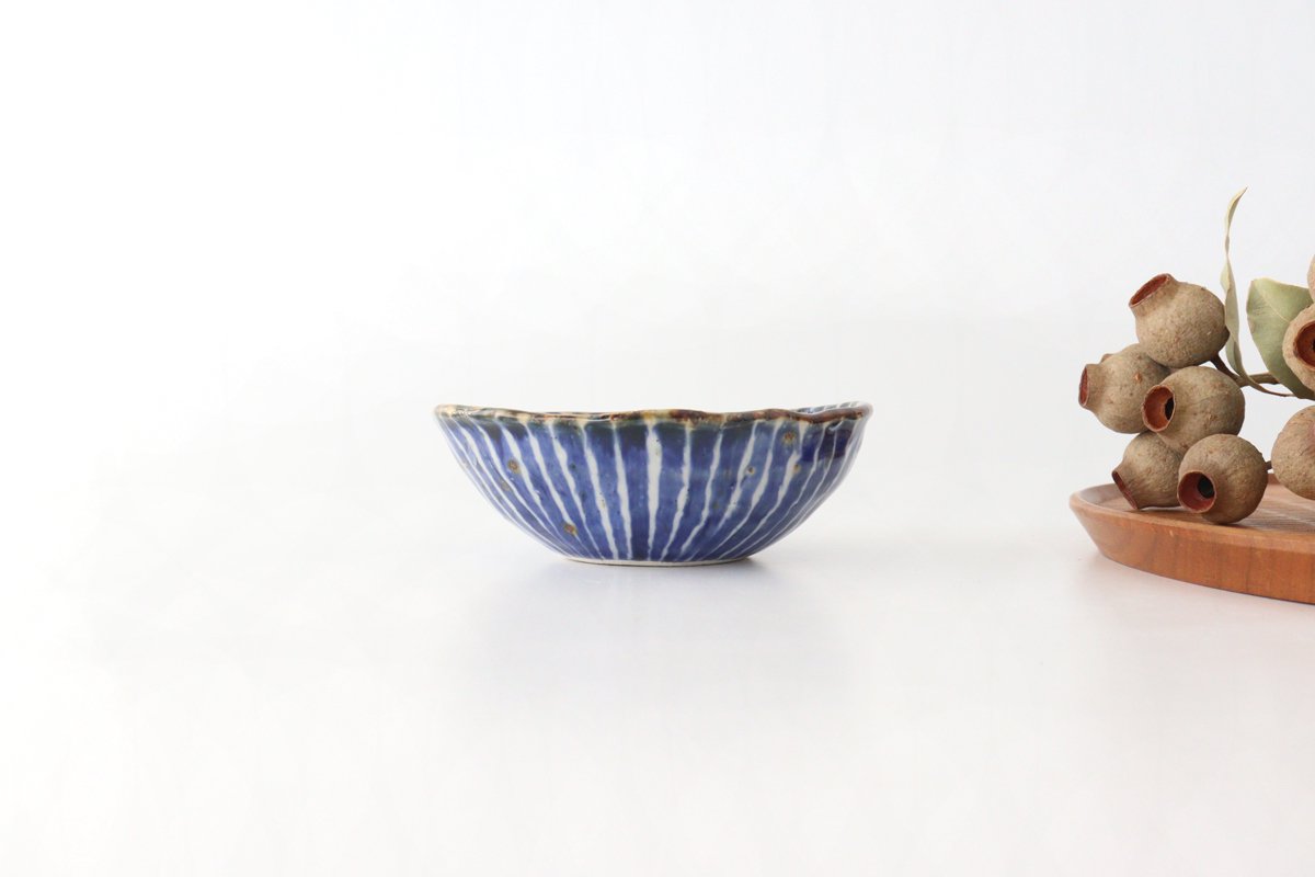 Oval Small Bowl Blue Tokusa | Kobachi Hasami Ware