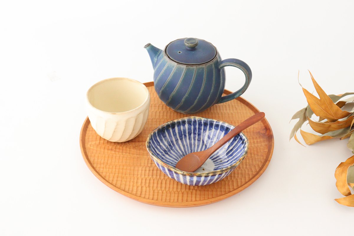 Oval Small Bowl Blue Tokusa | Kobachi Hasami Ware