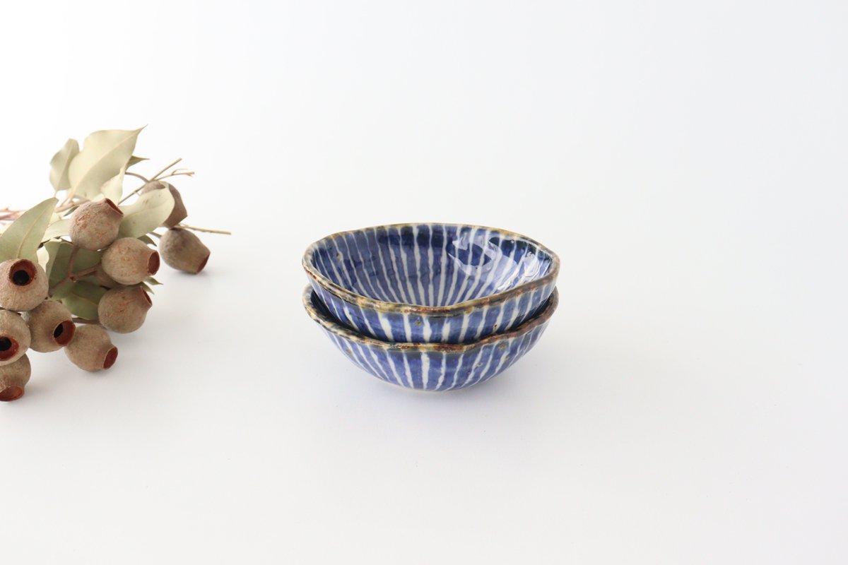 Oval Small Bowl Blue Tokusa | Kobachi Hasami Ware