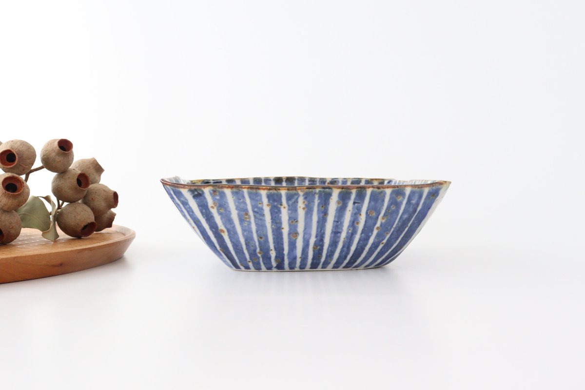 Square Bowl Blue Tokusa | Serving Bowl Hasami Ware