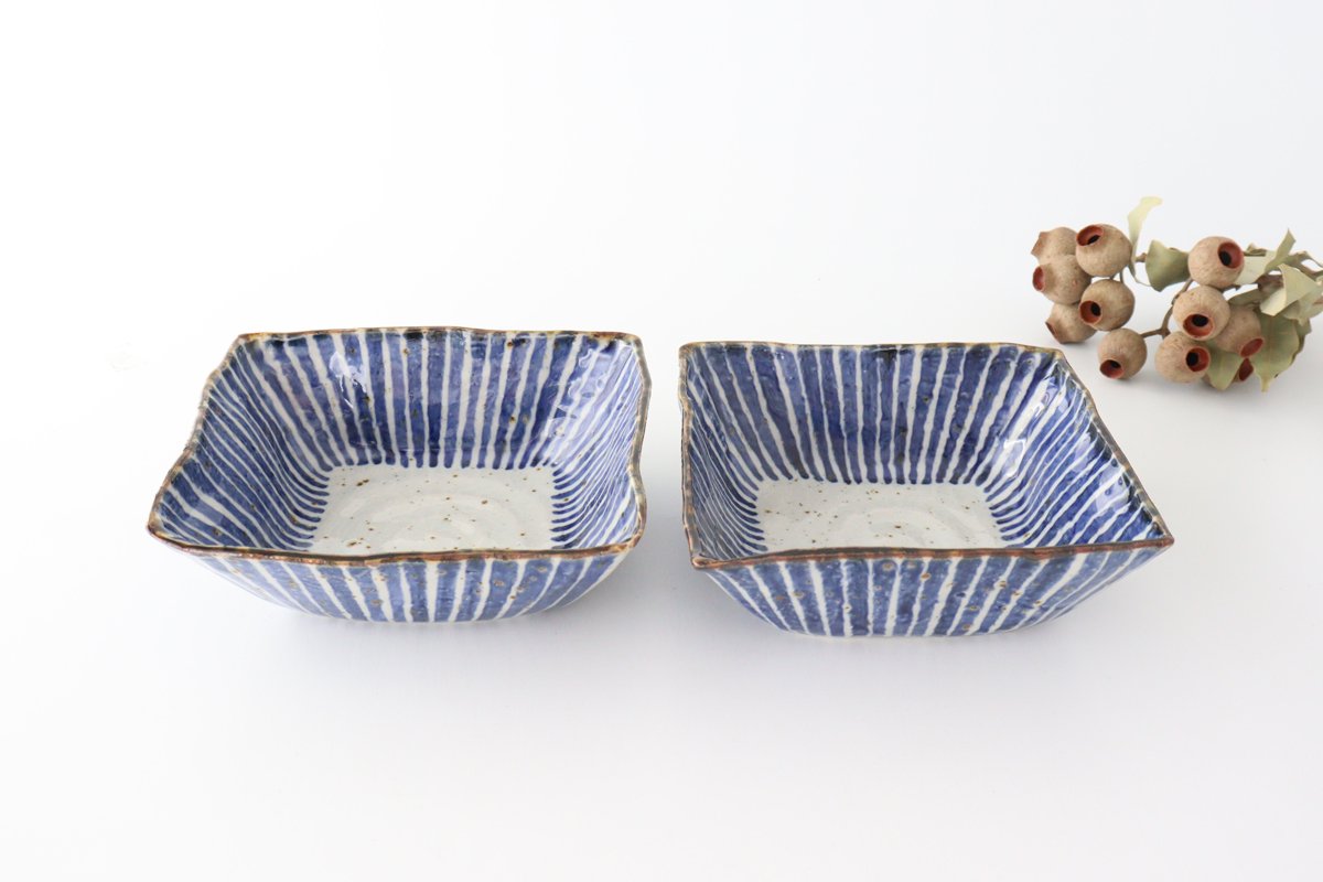 Square Bowl Blue Tokusa | Serving Bowl Hasami Ware