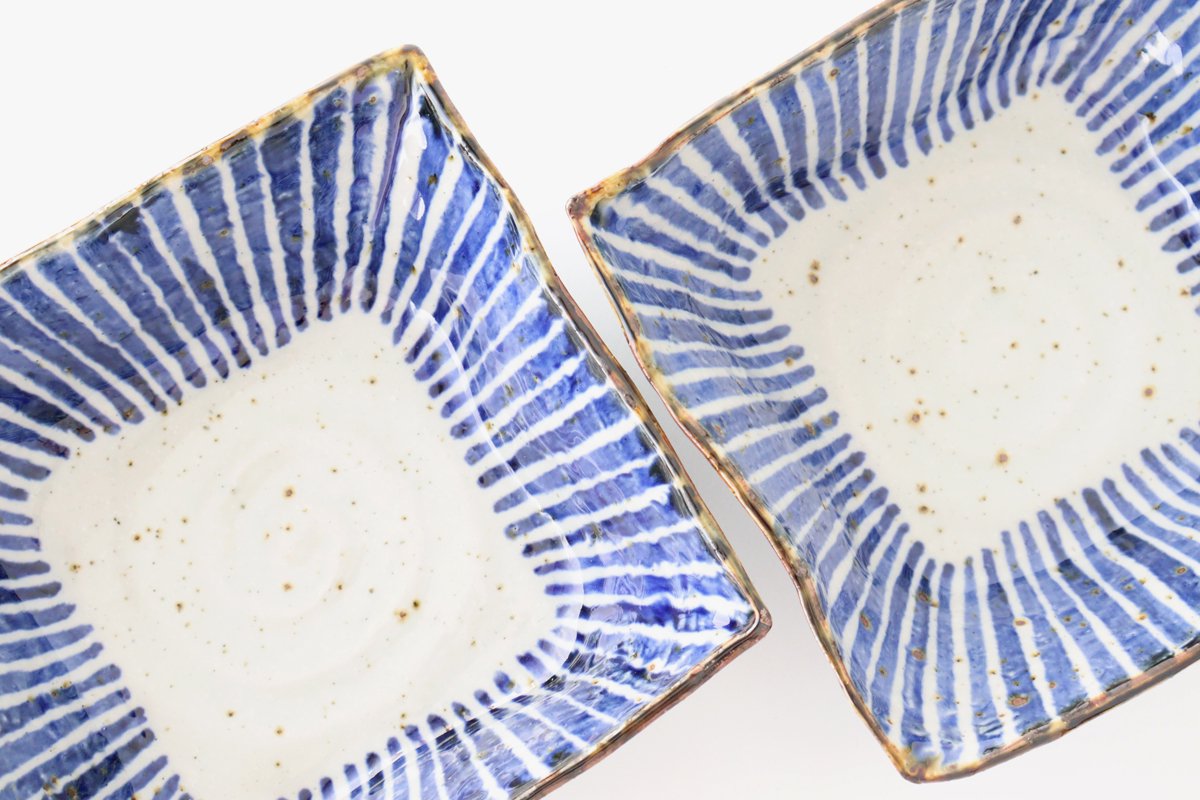 Square Bowl Blue Tokusa | Serving Bowl Hasami Ware