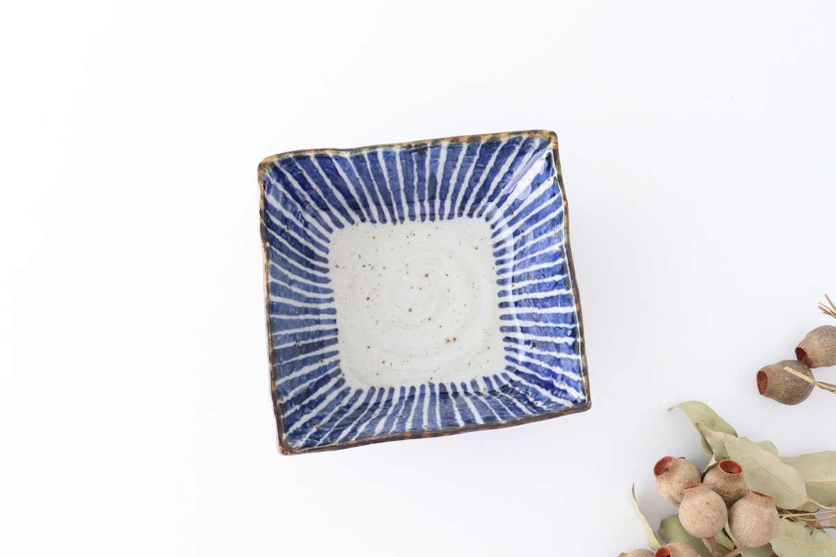 Square Bowl Blue Tokusa | Serving Bowl Hasami Ware