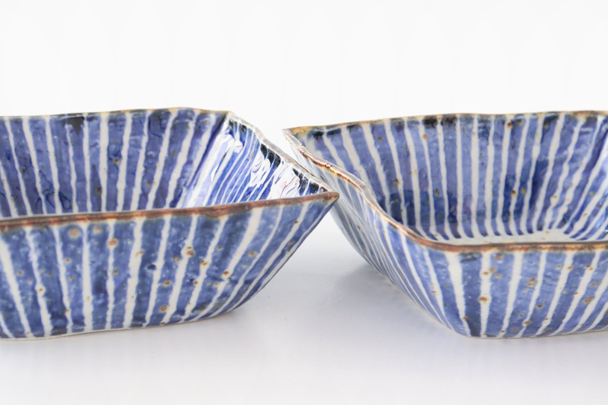 Square Bowl Blue Tokusa | Serving Bowl Hasami Ware