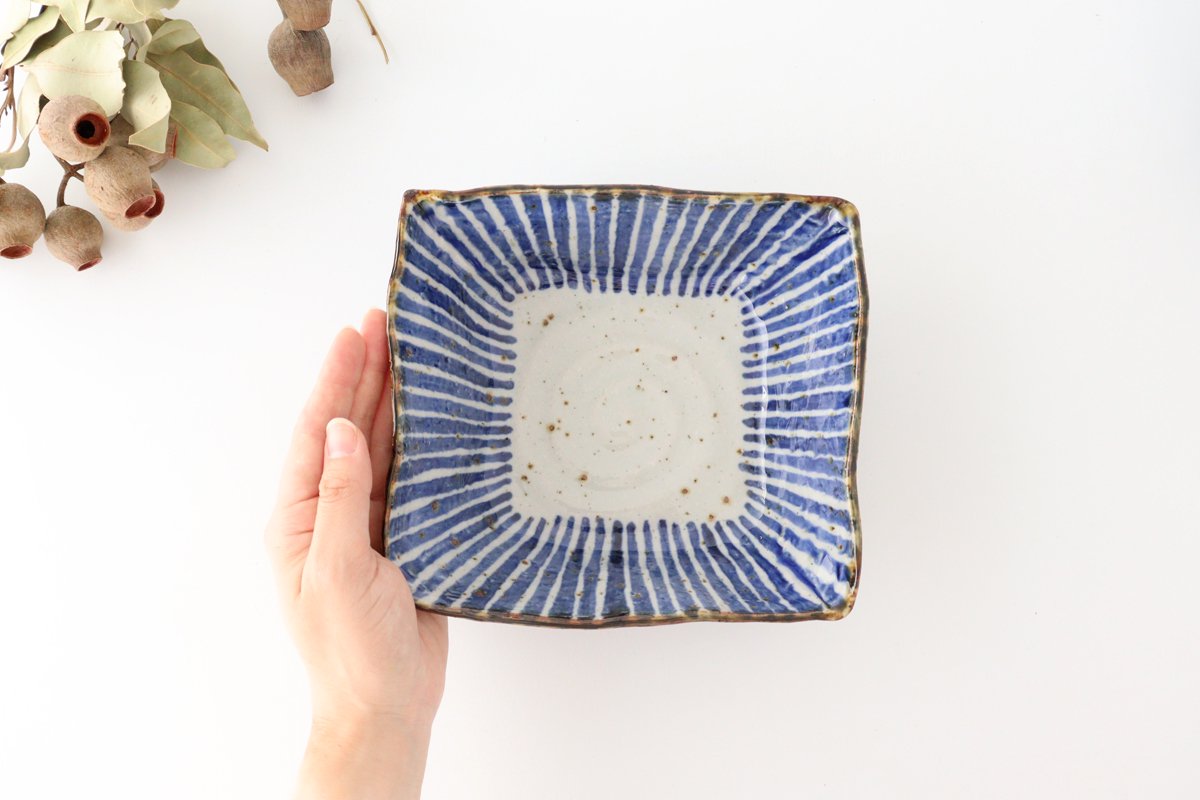 Square Bowl Blue Tokusa | Serving Bowl Hasami Ware
