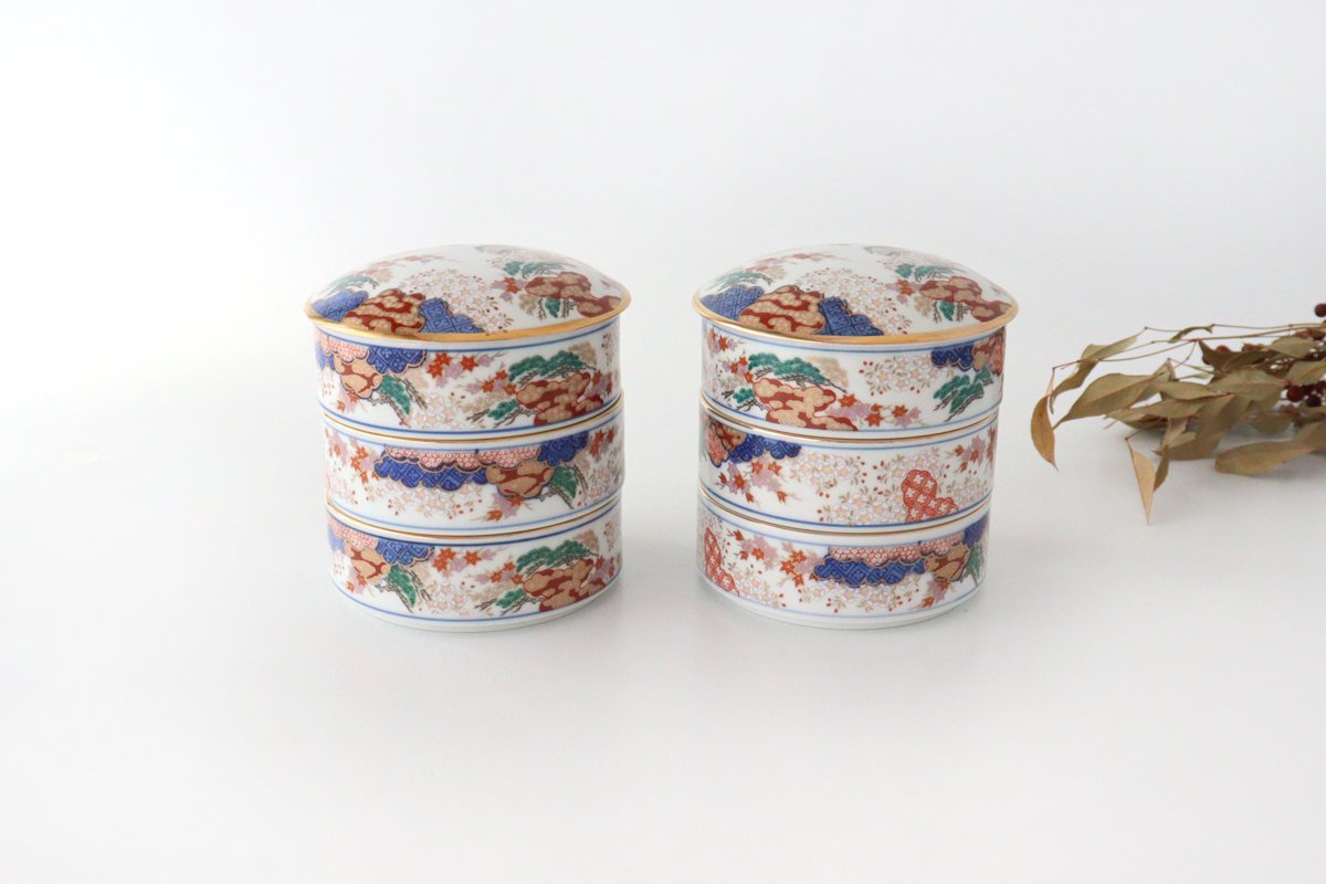 Three-tier Jyubako Bento Box Spring and Autumn Pattern | Arita Ware