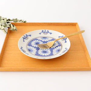 Rinkurou Kiln Round Plate Chrysanthemum Blue and Silver 18.5cm/7.3in | Hasami Ware-Detail2