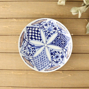 Rinkurou Kiln Round Plate Flower Blue and Silver 18.5cm/7.3in | Hasami Ware-TOP