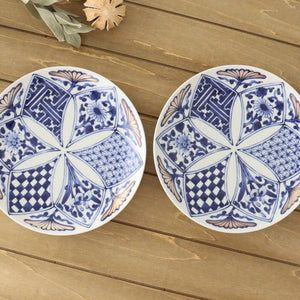 Rinkurou Kiln Round Plate Flower Blue and Silver 18.5cm/7.3in | Hasami Ware-Detail11