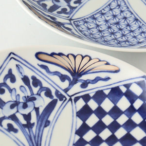 Rinkurou Kiln Round Plate Flower Blue and Silver 18.5cm/7.3in | Hasami Ware-Detail12