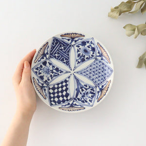 Rinkurou Kiln Round Plate Flower Blue and Silver 18.5cm/7.3in | Hasami Ware-Detail3