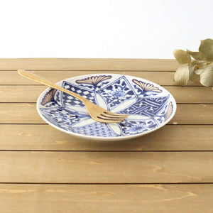 Rinkurou Kiln Round Plate Flower Blue and Silver 18.5cm/7.3in | Hasami Ware-Detail4