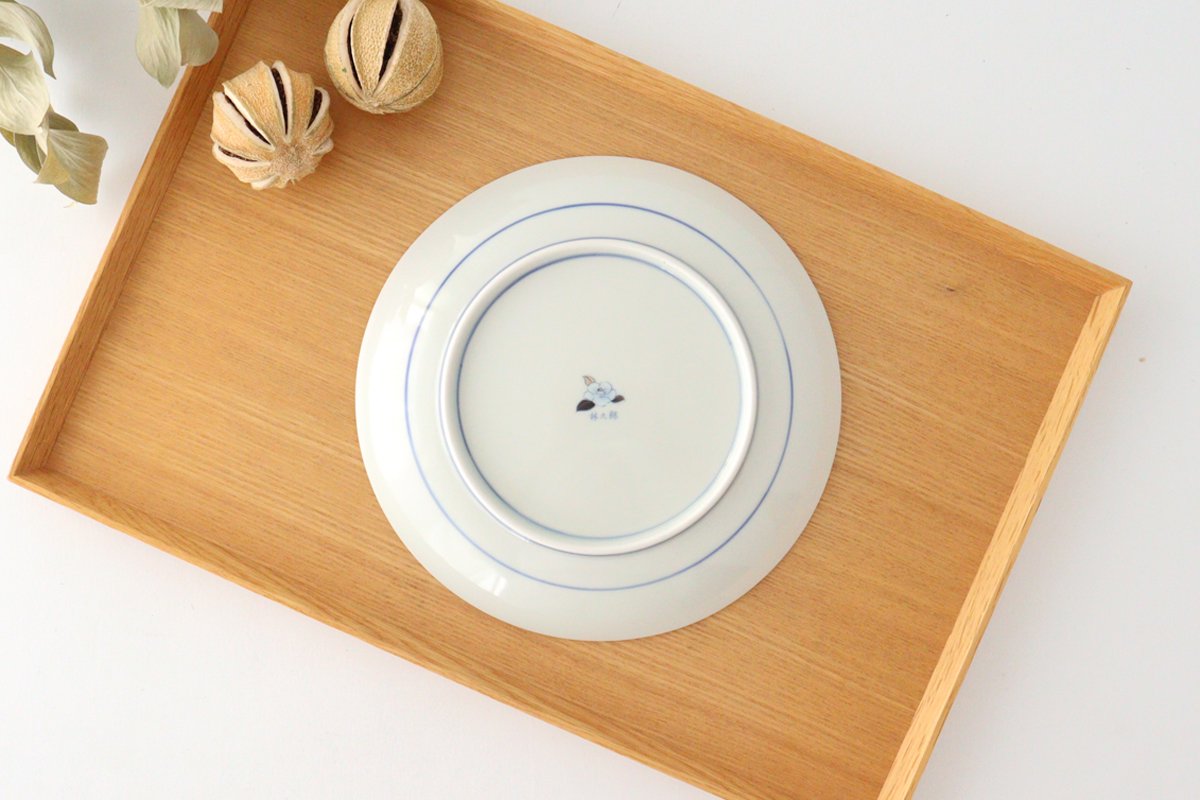 Rinkurou Kiln Round Plate Flower Blue and Silver 18.5cm/7.3in | Hasami Ware