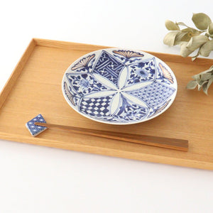 Rinkurou Kiln Round Plate Flower Blue and Silver 18.5cm/7.3in | Hasami Ware-Detail6