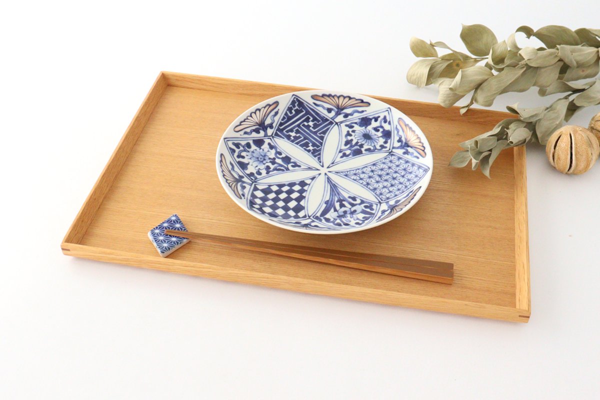 Rinkurou Kiln Round Plate Flower Blue and Silver 18.5cm/7.3in | Hasami Ware-Detail6