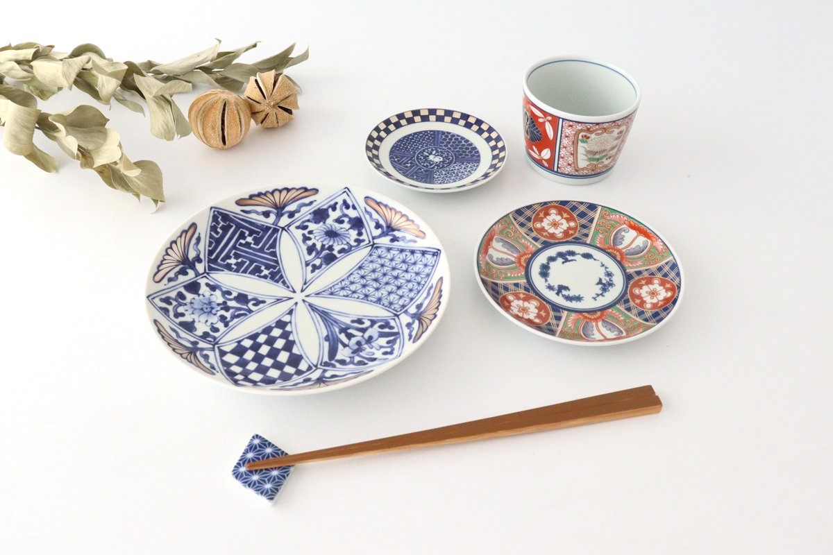 Rinkurou Kiln Round Plate Flower Blue and Silver 18.5cm/7.3in | Hasami Ware