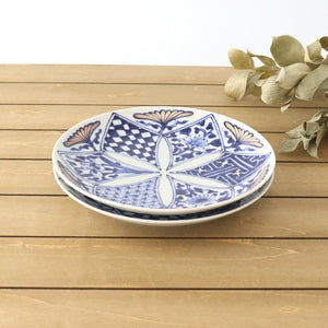 Rinkurou Kiln Round Plate Flower Blue and Silver 18.5cm/7.3in | Hasami Ware-Detail9