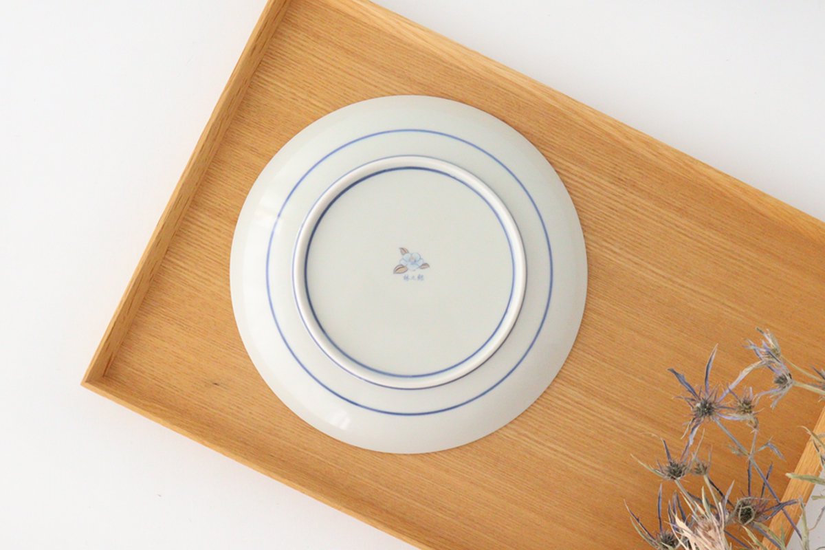 Rinkurou Kiln Round Plate Rabbit and Ichimatsu Pattern 18.5cm/7.3in | Hasami Ware