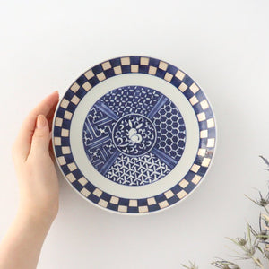 Rinkurou Kiln Round Plate Rabbit and Ichimatsu Pattern 18.5cm/7.3in | Hasami Ware-Detail6