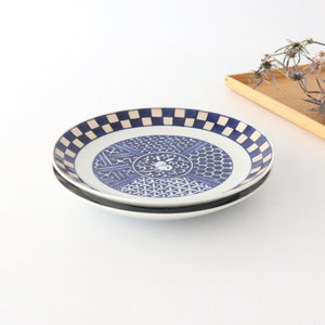 Rinkurou Kiln Round Plate Rabbit and Ichimatsu Pattern 18.5cm/7.3in | Hasami Ware-Detail9