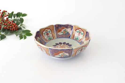 Rinkurou Kiln Deep Bowl Old Imari Flower Pattern | Serving Bowl Hasami Ware-TOP