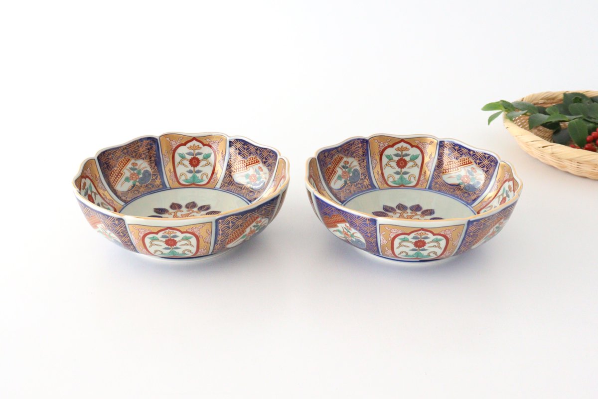 Rinkurou Kiln Deep Bowl Old Imari Flower Pattern | Serving Bowl Hasami Ware-Detail12