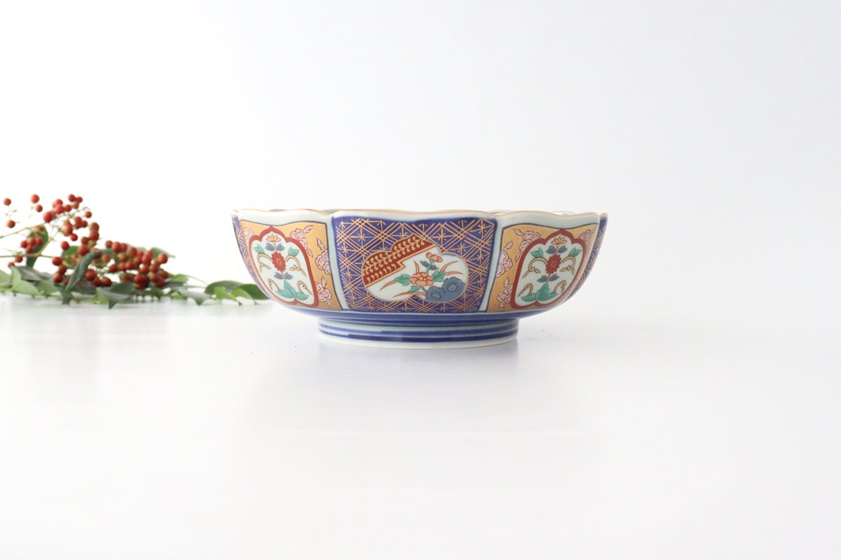 Rinkurou Kiln Deep Bowl Old Imari Flower Pattern | Serving Bowl Hasami Ware-Detail4