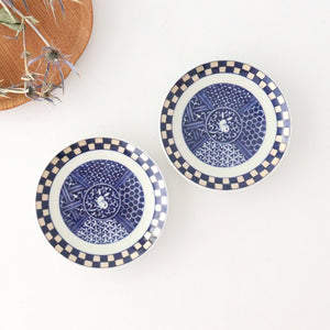 Rinkurou Kiln Round Sauce Plate Rabitt and Ichimatsu Pattern 10.5cm/4.1in | Hasami Ware-Detail11