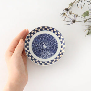 Rinkurou Kiln Round Sauce Plate Rabitt and Ichimatsu Pattern 10.5cm/4.1in | Hasami Ware-Detail4