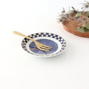 Rinkurou Kiln Round Sauce Plate Rabitt and Ichimatsu Pattern 10.5cm/4.1in | Hasami Ware-Detail7