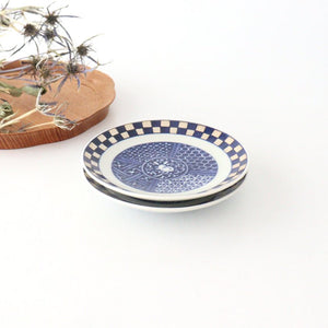 Rinkurou Kiln Round Sauce Plate Rabitt and Ichimatsu Pattern 10.5cm/4.1in | Hasami Ware-Detail10