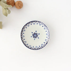 Rinkurou Kiln Round Sauce Plate Blue and Silver 10.5cm/4.1in | Hasami Ware-TOP