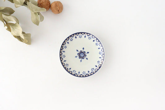 Rinkurou Kiln Round Sauce Plate Blue and Silver 10.5cm/4.1in | Hasami Ware-TOP