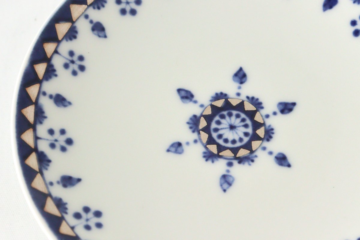 Rinkurou Kiln Round Sauce Plate Blue and Silver 10.5cm/4.1in | Hasami Ware