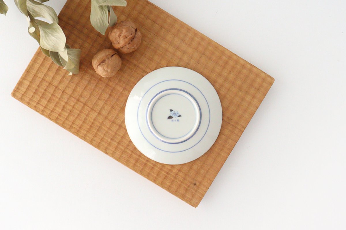 Rinkurou Kiln Round Sauce Plate Blue and Silver 10.5cm/4.1in | Hasami Ware