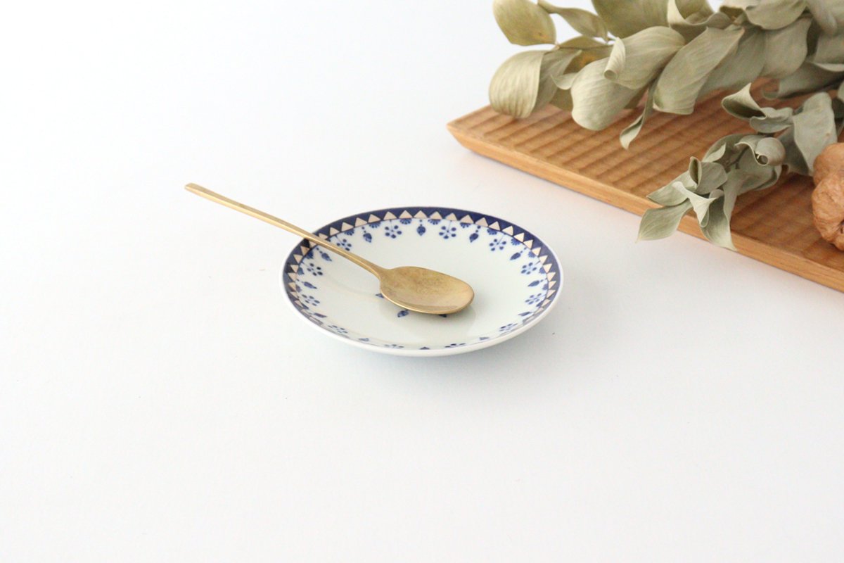 Rinkurou Kiln Round Sauce Plate Blue and Silver 10.5cm/4.1in | Hasami Ware