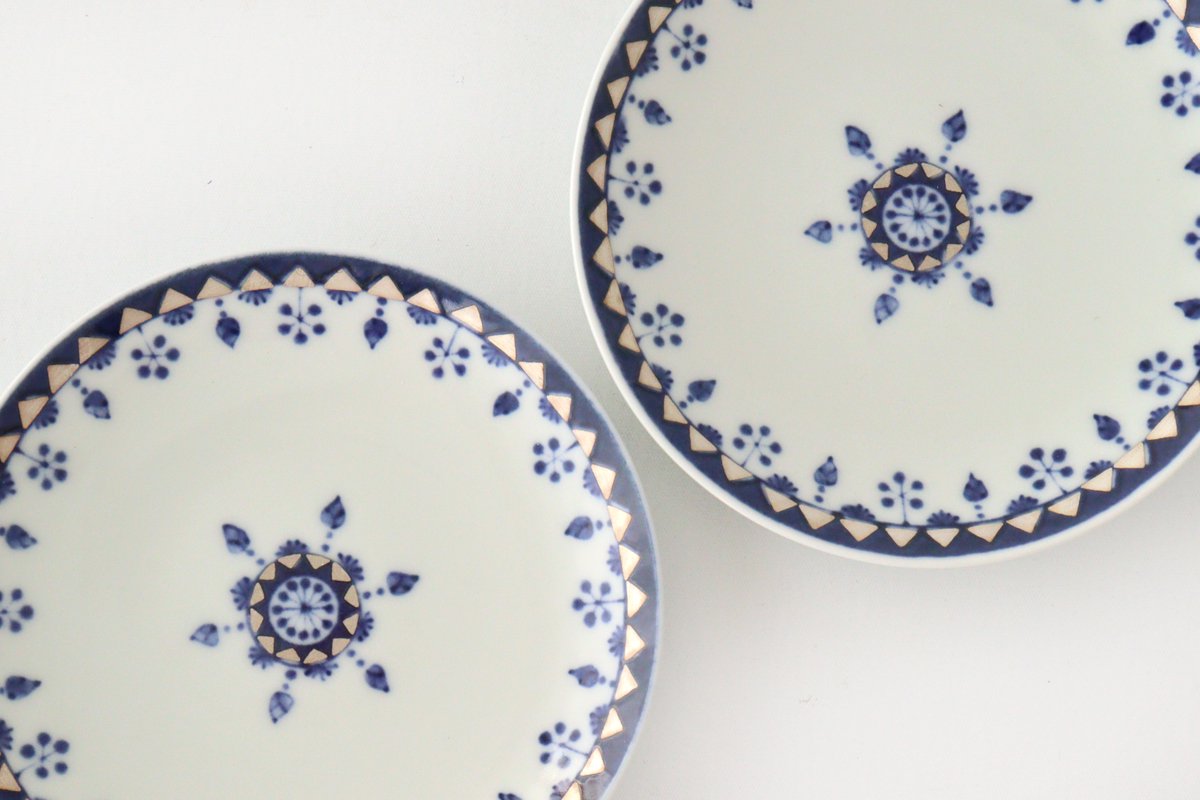 Rinkurou Kiln Round Sauce Plate Blue and Silver 10.5cm/4.1in | Hasami Ware