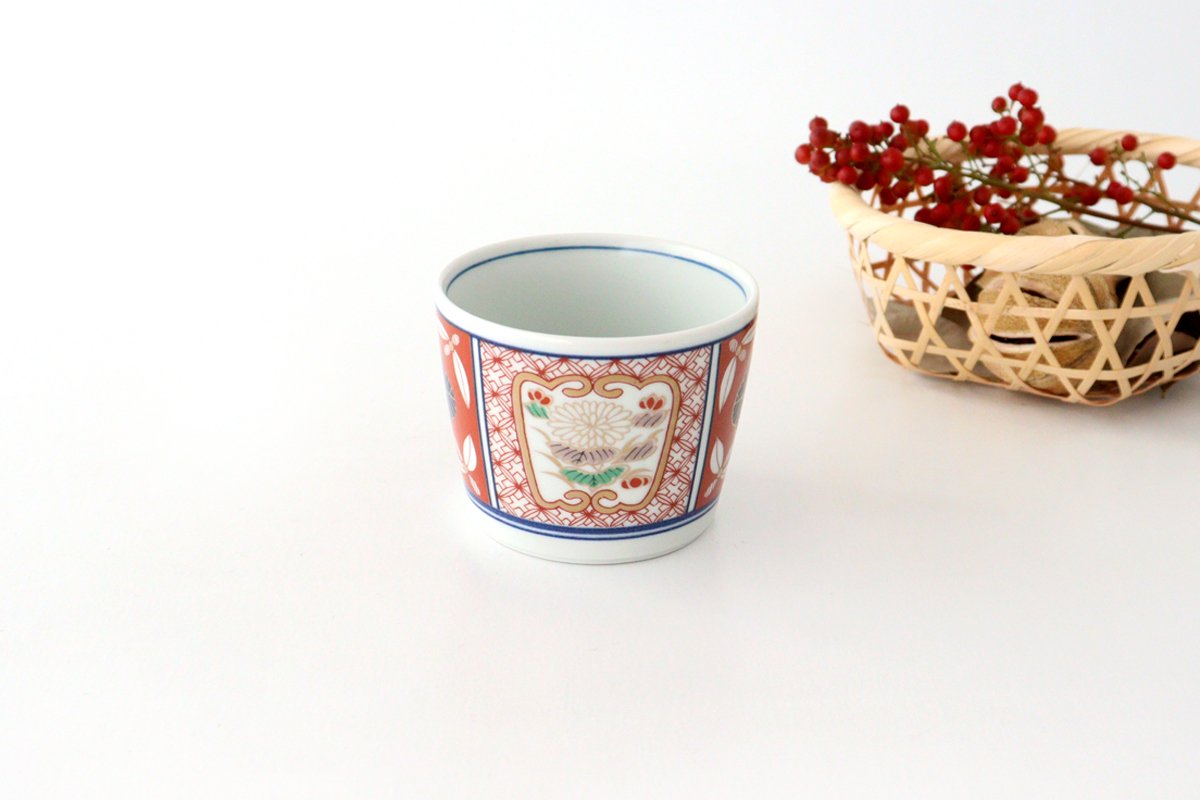 Rinkurou Kiln Soba Choko Old Imari Red Flower | Free Cup Hasami Ware