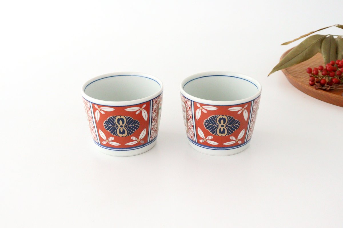 Rinkurou Kiln Soba Choko Old Imari Red Flower | Free Cup Hasami Ware