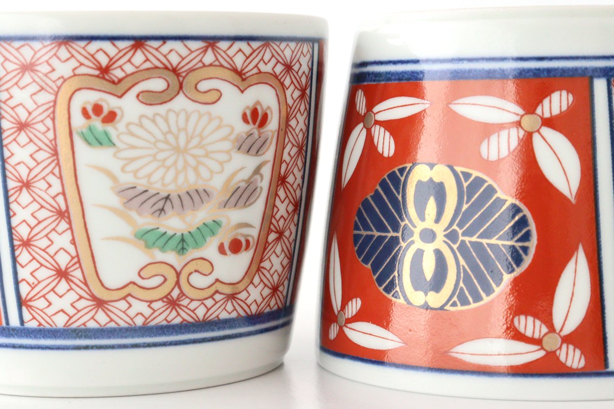 Rinkurou Kiln Soba Choko Old Imari Red Flower | Free Cup Hasami Ware