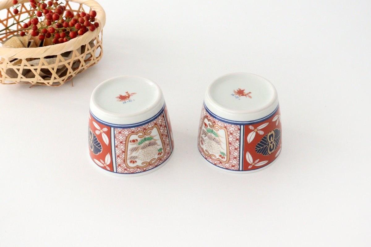 Rinkurou Kiln Soba Choko Old Imari Red Flower | Free Cup Hasami Ware