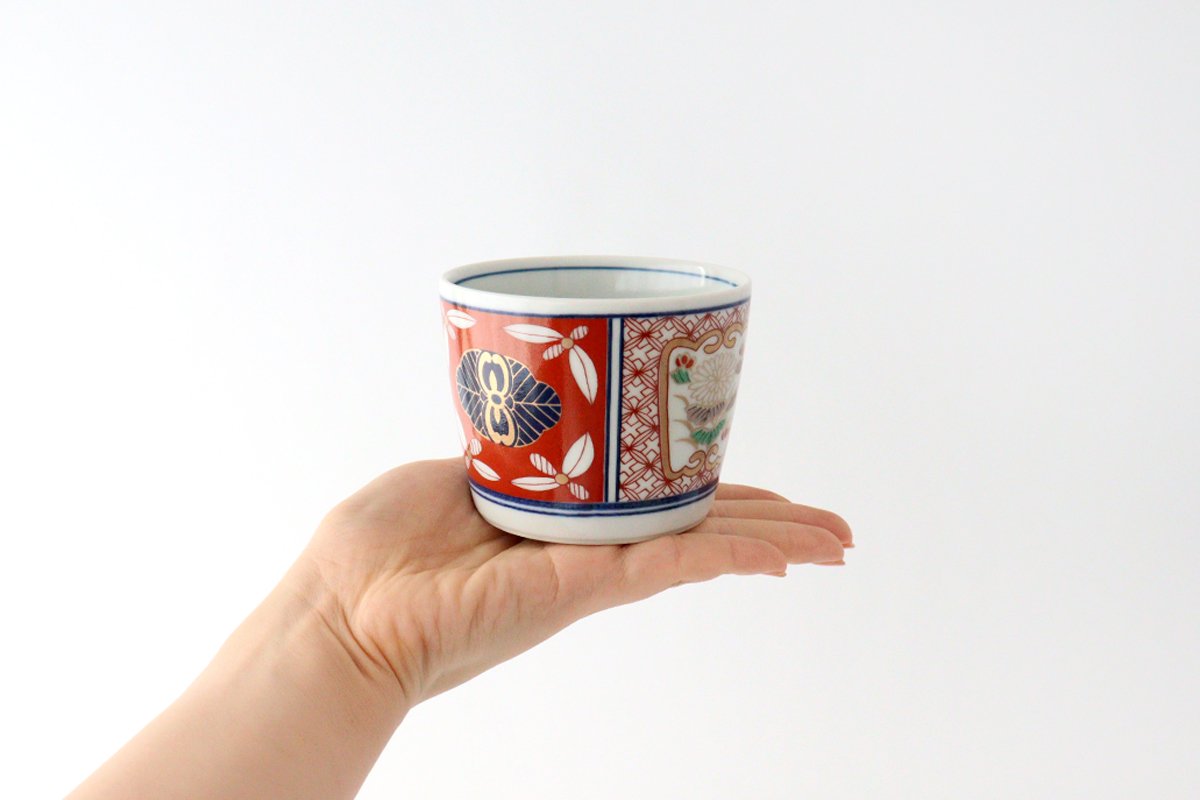 Rinkurou Kiln Soba Choko Old Imari Red Flower | Free Cup Hasami Ware