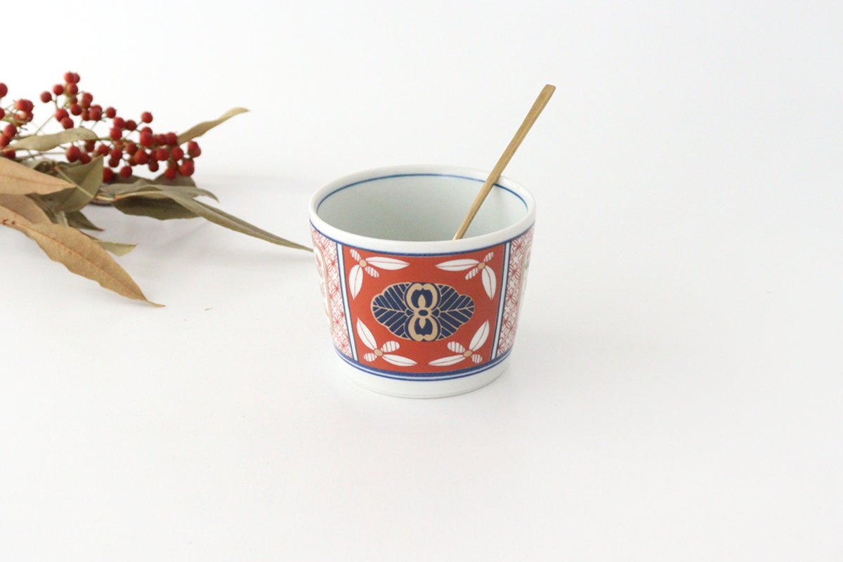 Rinkurou Kiln Soba Choko Old Imari Red Flower | Free Cup Hasami Ware