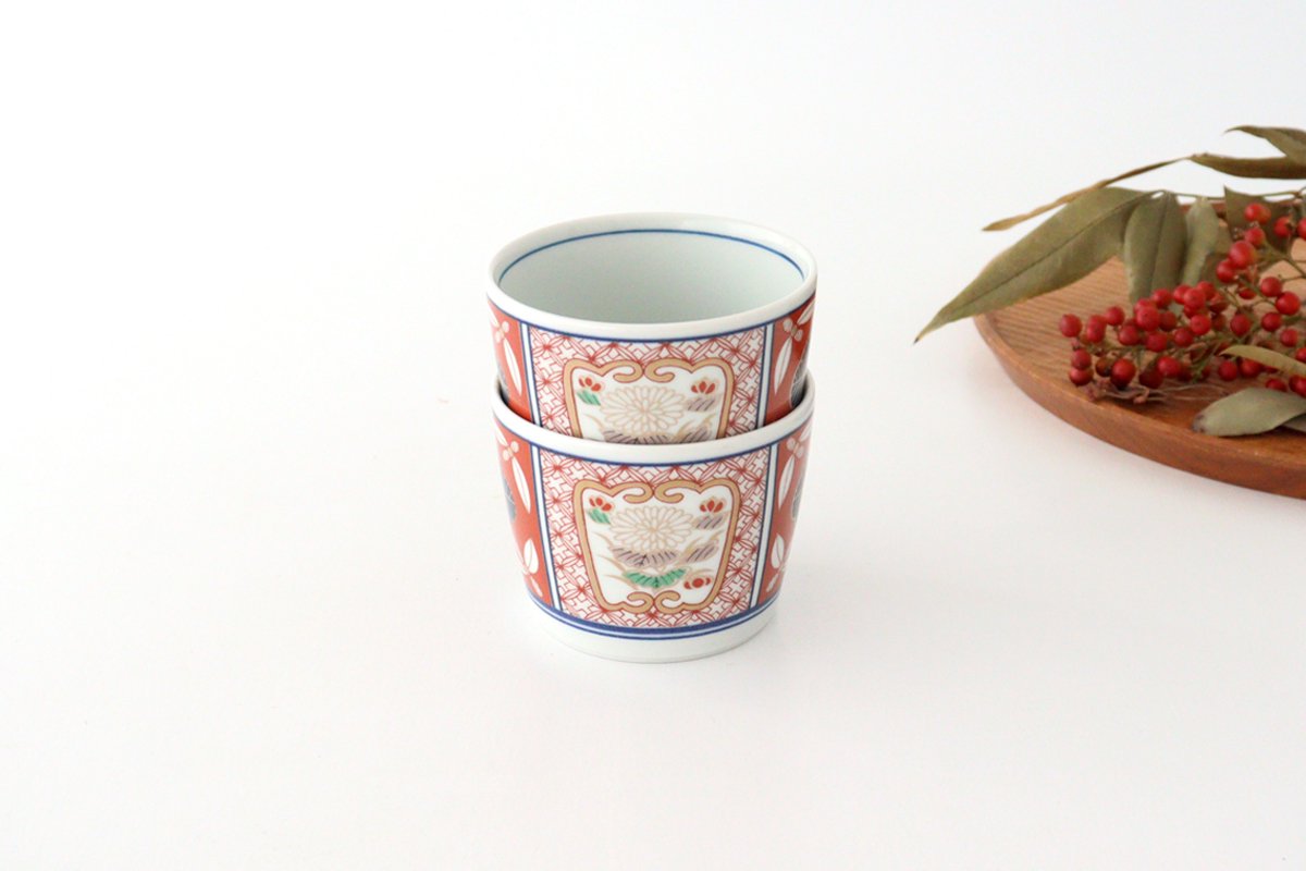 Rinkurou Kiln Soba Choko Old Imari Red Flower | Free Cup Hasami Ware