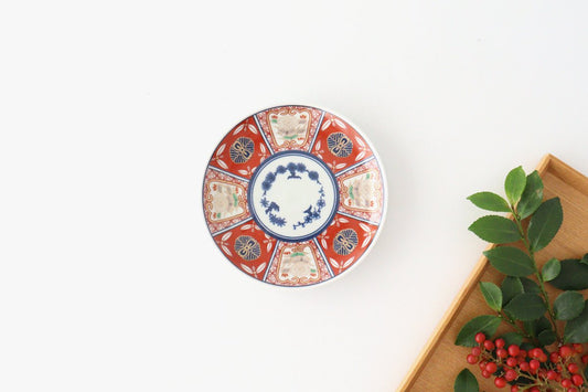 Rinkurou Kiln Small Round Plate Old Imari Style Flower Pattern 12cm/4.7in | Hasami Ware-TOP