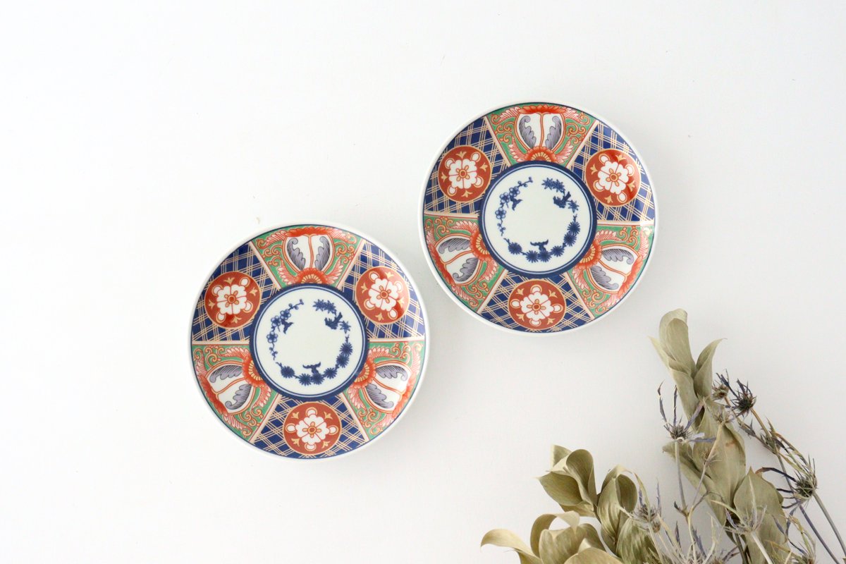 Rinkurou Kiln Small Round Plate Old Imari Style Blue&Gold Flower Pattern 12cm/4.7in | Hasami Ware