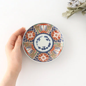 Rinkurou Kiln Small Round Plate Old Imari Style Blue&Gold Flower Pattern 12cm/4.7in | Hasami Ware-Detail3