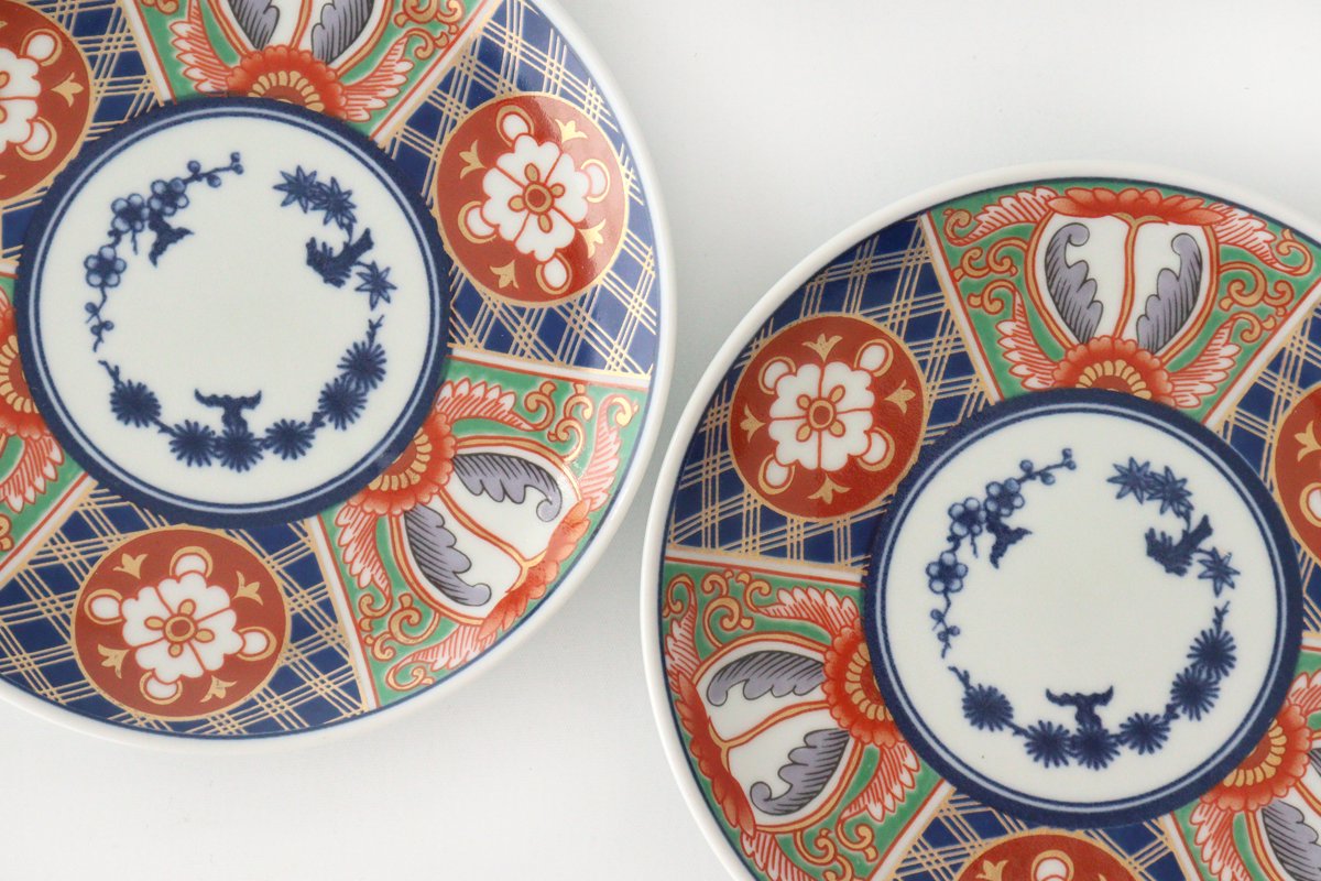 Rinkurou Kiln Small Round Plate Old Imari Style Blue&Gold Flower Pattern 12cm/4.7in | Hasami Ware