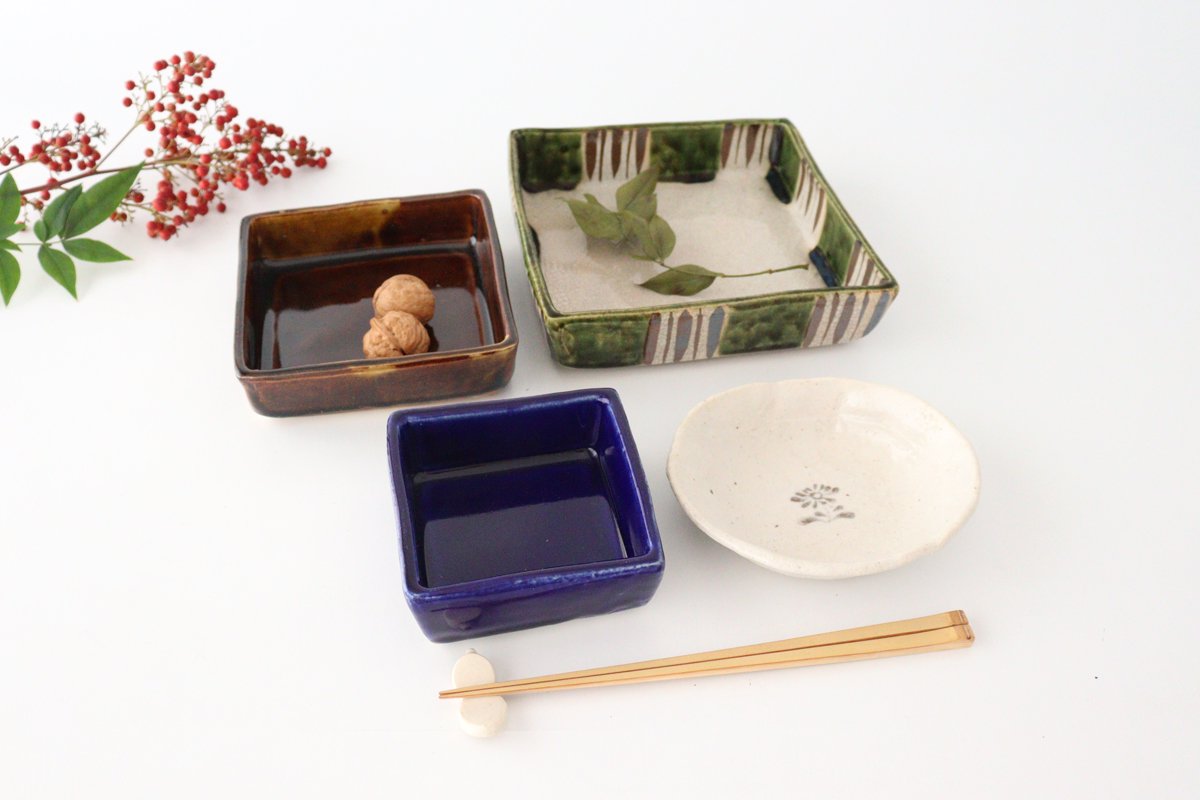 Kitagama Kasen Hiroshige Kato Big Square Bowl Oribe | Serving Bowl Seto Ware